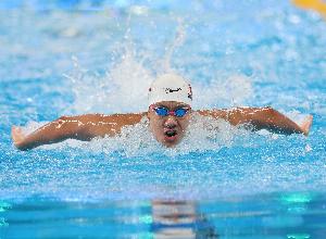 中国游泳公开赛男子1500自由泳快组决赛：张展硕14分51秒93秒夺金